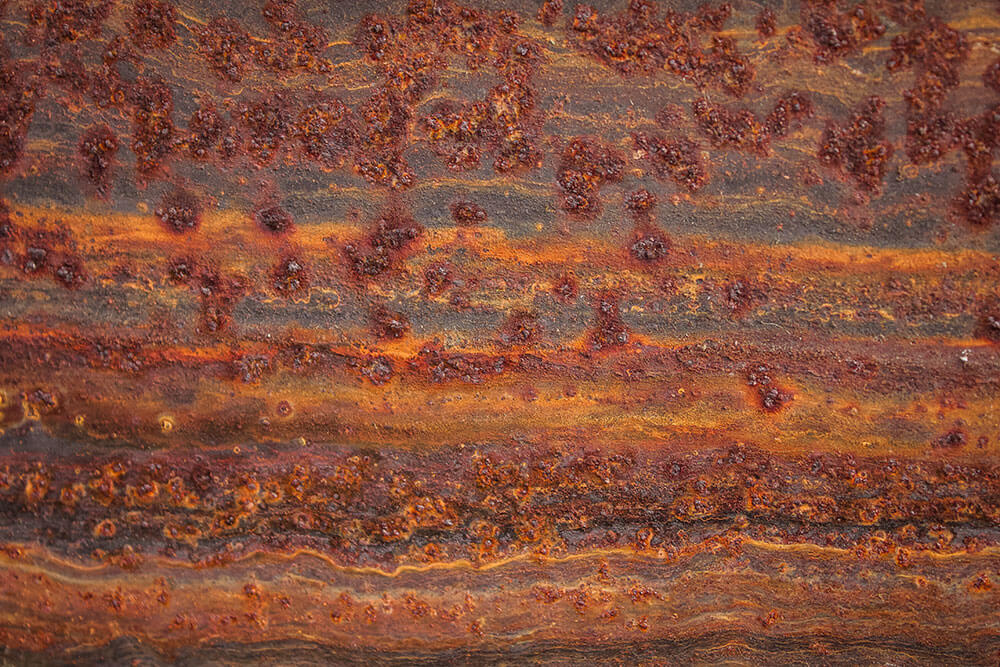 Rust collected on a metal surface