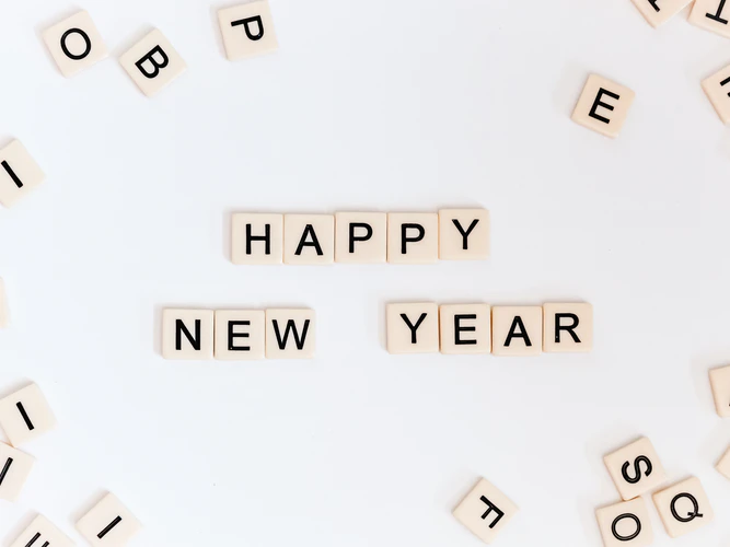 Tiles spelling "Happy New Year"