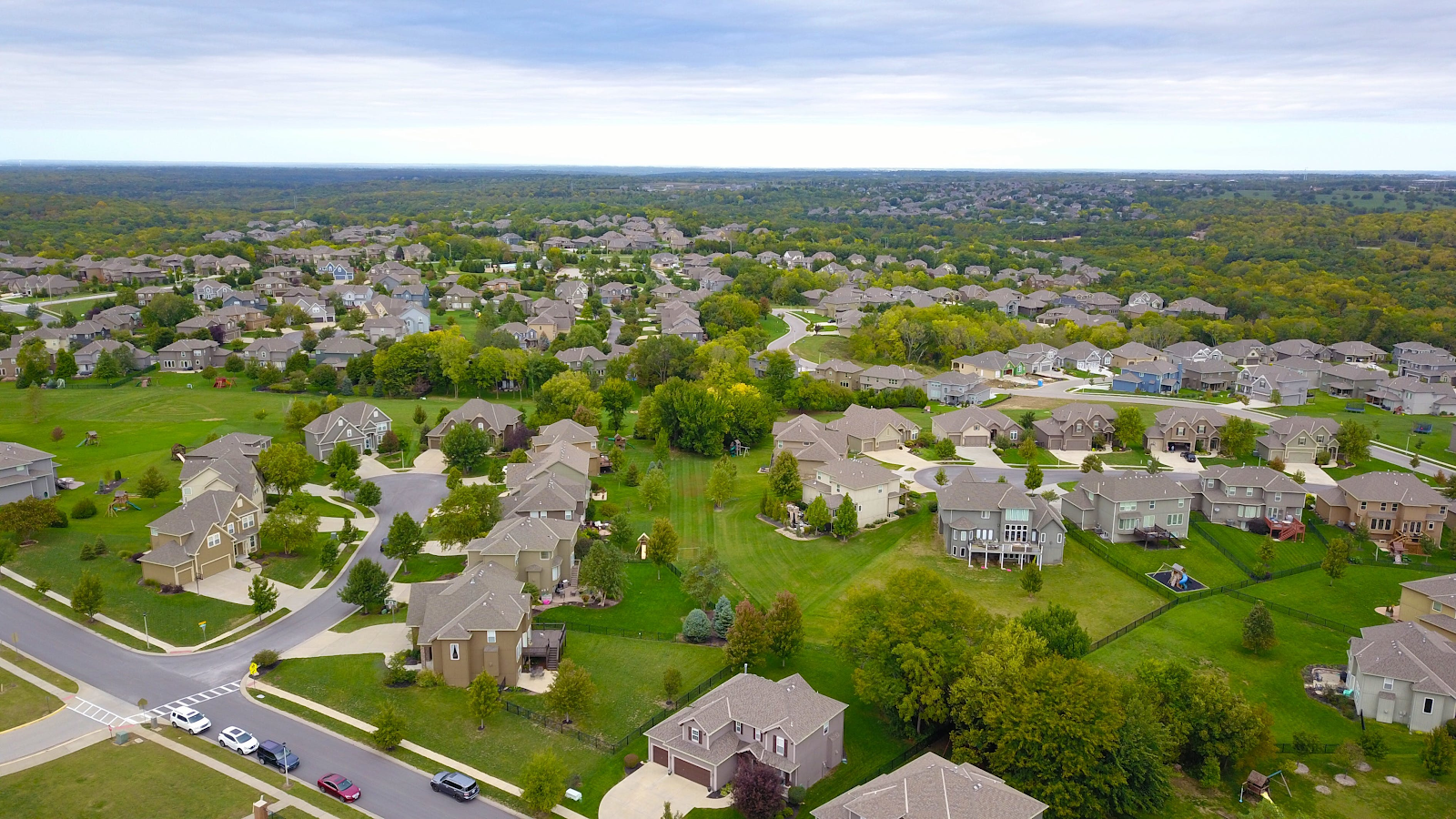 Aerial view of an HOA neighborhood
